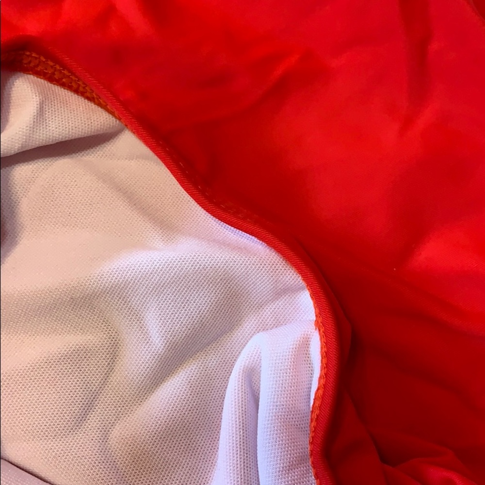 Red Lined Plunging Neckline One Piece Criss Cross Swimsuit New - Picture 8 of 10